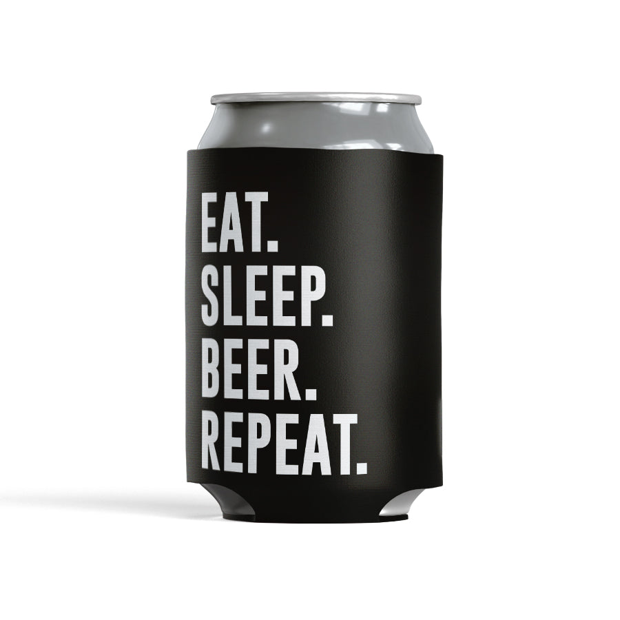 Eat Sleep Beer Repeat Fitted Beverage Insulator for 12oz Can