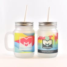 Load image into Gallery viewer, Frosted Glass Mason Jar with Handle, Lid and Straw
