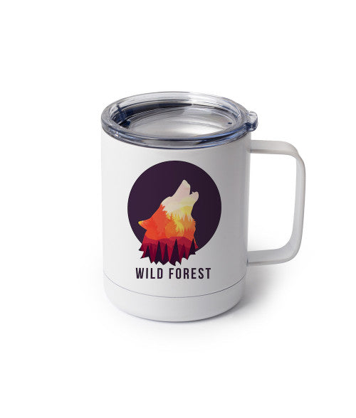 10 oz White Stainless Coffee Cup
