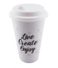 Load image into Gallery viewer, 11oz Ceramic Tumbler with Lid - White
